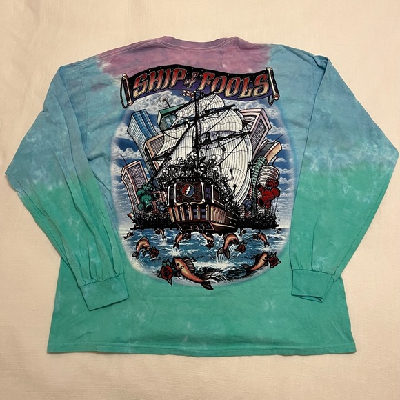 Mens XL Liquid Blue Grateful Dead Ship of Fools Tie Dye long sleeve shirt - Picture 3 of 3